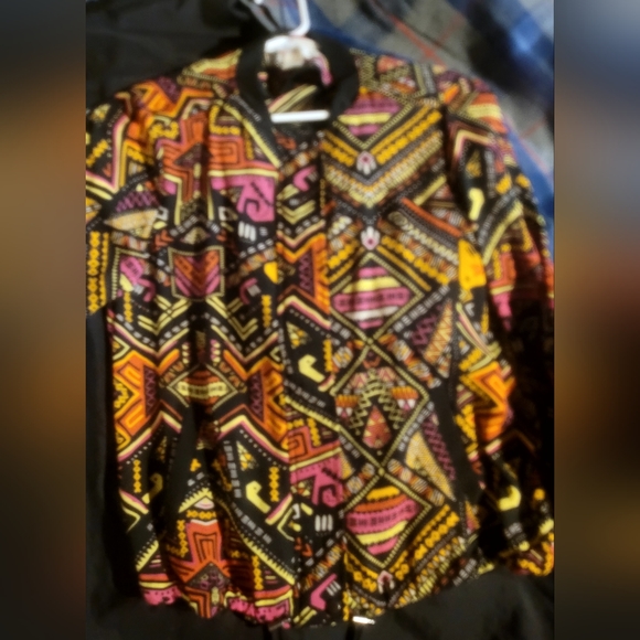 NWOT H&M🖤Coachella lightweight vibrant pattern bomber style jacket size 38 - Picture 4 of 7